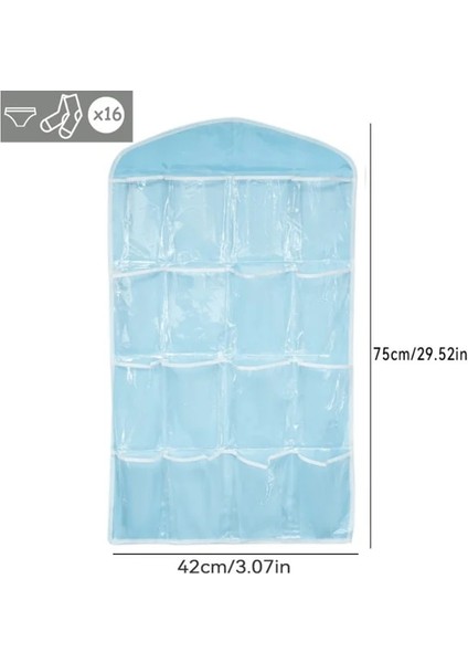 Mavi 16 Girds Çorap Iç Asılı Organizatörler Odası Çift Taraflı Sütyen Çorap Elbise Asılı Saklama Çantası Yerden Tasarruf Dolap Dolap Organizatör (Yurt Dışından)