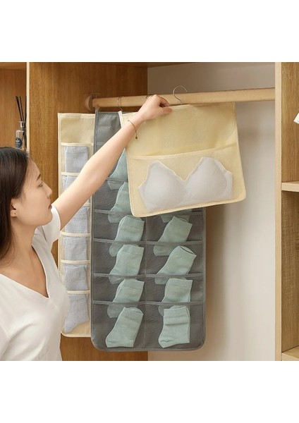 Mavi 16 Girds Çorap Iç Asılı Organizatörler Odası Çift Taraflı Sütyen Çorap Elbise Asılı Saklama Çantası Yerden Tasarruf Dolap Dolap Organizatör (Yurt Dışından) modelleri