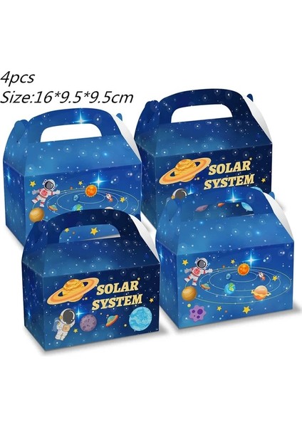 Şeker Kutusu 4 Adet Patlamış Mısır Kutusu Çocuklar Için Astronot Uzay Gemisi Güneş Uzay Doğum Günü Partisi Bebek Duş Parti Malzemeleri Hediye Çantası Aperatif Dekorasyon (Yurt Dışından)