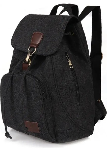 Kadınlar Tuval Sırt Çantası Kadın Vintage Saf Pamuklu Seyahat Çantası Moda Çizme Dizüstü Bilgisayar Çantaları Genç Kızlar Için Omuz Çantası: Siyah (Yurt Dışından)