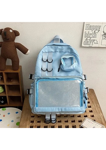 Genç Kız Için Kolaj Tarzı Okul Çantası Itabag Kawaii Sırt Çantası Şeffaf Aşk Kalp Jk Sırt Çantası Kadınları Yeni Dizüstü Bilgisayar Çantası Renk: Mavi (Yurt Dışından)