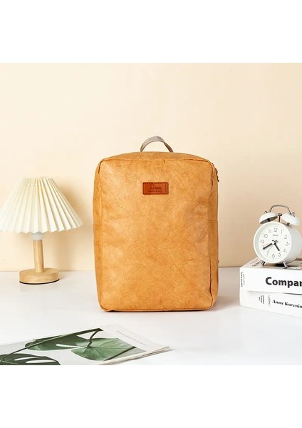 Su Yıkanmış Dupont Kağıt Sırt Çantası Erkekler ve Kadınlar Için Iş Gezisi Tuvalet Depolama Çantası Ultra Hafif Genç Öğrenci Schoolbag Renk: Haki (Yurt Dışından)