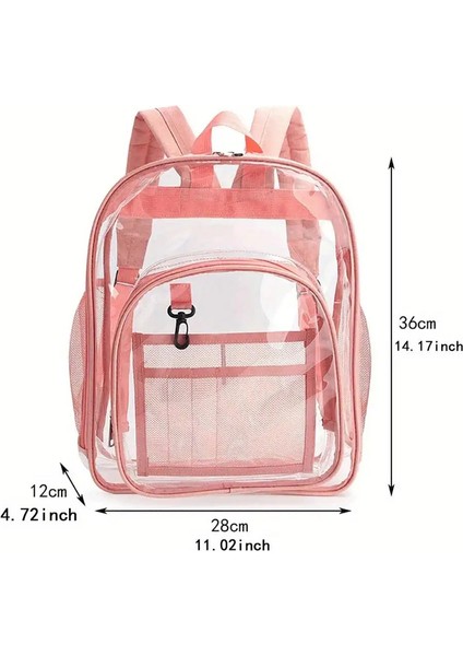 Yeni Şeffaf Pvc Sırt Çantaları, Açık Hava Sporu Büyük Kapasiteli Çanta, Temizlenmesi Kolay Renk: Pembe (Yurt Dışından)