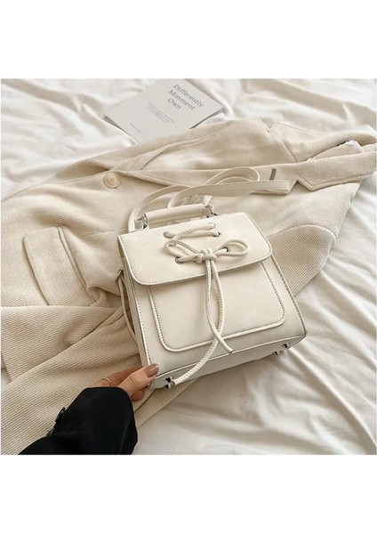 Yeni Bale Tarzı Kadın Sırt Çantası Kızlar Kolej Sırt Çantası Moda Kadın Öğesi Depolama Çanta Yay Dekorasyon Pu Malzeme: Beyaz (Yurt Dışından)