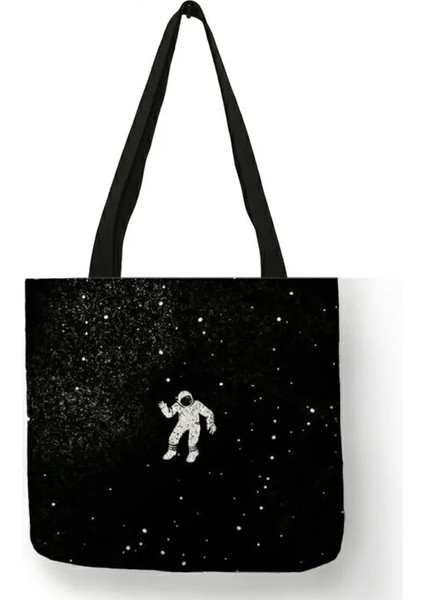 011 Karikatür Spaceman Astronot Uzay Tasarımı Komik Çanta Açık Eğlence Omuz Çantaları Bakkaliye Için Yeniden Kullanılabilir Tote Alışveriş Çantası (Yurt Dışından) indirimleri