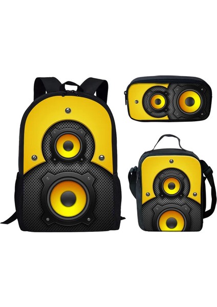 Trendy Popüler Popüler Komik Ses Hoparlör Deseni 3D Baskı 3pcs/set Öğrenci Okulu Çantaları Dizüstü Bilgisayar Backpack Öğle Yemeği Çantası Kalem Casecolor: Sky Mavi (Yurt Dışından)