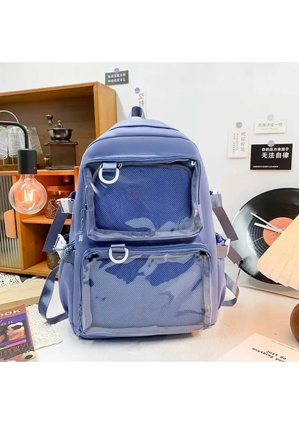 Japon Kawaii Itabag Kadınları Yeni Şeffaf Sırt Çantası Kadınları Büyük Kapasite Ita Üniversite Öğrencisi Için Okul Çantaları Jk Renk: Mavi (Yurt Dışından)