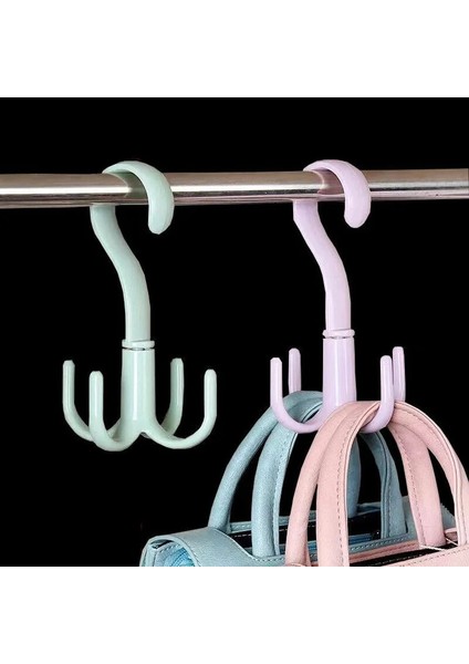 (4-Pençe) Yeşil 360° Dönebilen Askı Kancaları Yerden Tasarruflu Dolap Çanta Rafı Organizatör Tutucu Dolap Eşarp Kemeri Ayakkabı Asılı Depolama Kancaları (Yurt Dışından) fiyatları