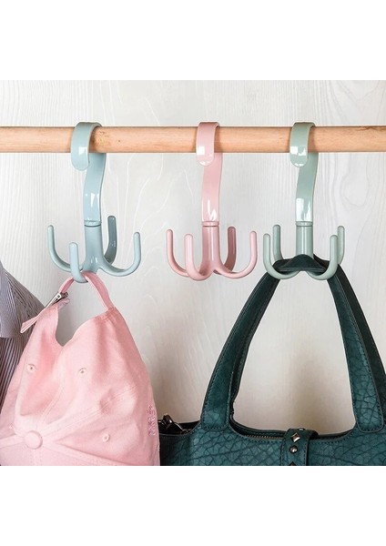 (4-Pençe) Yeşil 360° Dönebilen Askı Kancaları Yerden Tasarruflu Dolap Çanta Rafı Organizatör Tutucu Dolap Eşarp Kemeri Ayakkabı Asılı Depolama Kancaları (Yurt Dışından) fırsatları