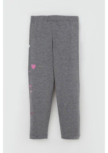 Kız Çocuk Taytlı Takım Sevimli Kız Baskılı Kalpli 2-6 Yaş, Pembe