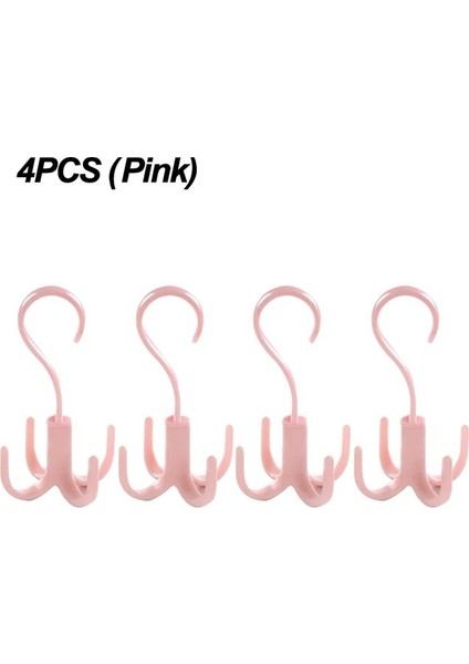 4 Adet Pembe 1/2/4 Adet 306° Dönen Askılı Kancalar Yerden Tasarruf Sağlayan Dolap Organizatör Giysi Rafı Çanta Ayakkabı Eşarp Askısı Dolap Asılı Tutucu (Yurt Dışından)