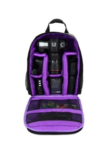 Açık Giyim Dalı Dslr Dijital Kamera Video Sırt Çantası Su Geçirmez Çok Fonksiyonlu Nefes Alabilir Fotoğraf Kamera Çantaları Kutu Çantalar Renk: Mor (Yurt Dışından)