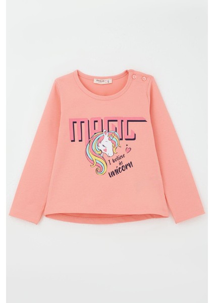 Kız Çocuk Taytlı Takım Unicorn Baskılı 1.5-5 Yaş, Somon indirimleri