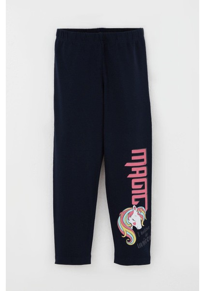 Kız Çocuk Taytlı Takım Unicorn Baskılı 1.5-5 Yaş, Somon