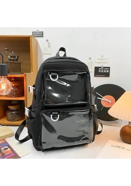 Japon Kawaii Itabag Kadınlar Yeni Şeffaf Sırt Çantası Kadınlar Büyük Kapasite Ita Backpack Okul Çantaları Üniversite Öğrencisi Jkcolor: Siyah (Yurt Dışından)