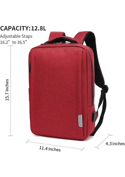 Kadın Erkekler Oxford Business Sırt Çantası 16 Inç Dizüstü Bilgisayar Çantası Öğrencilerin Okul Kitapları Torbalar Su Geçirmez USB Şarj Sağı Sırt Çantaları Renk: Kırmızı (Yurt Dışından)