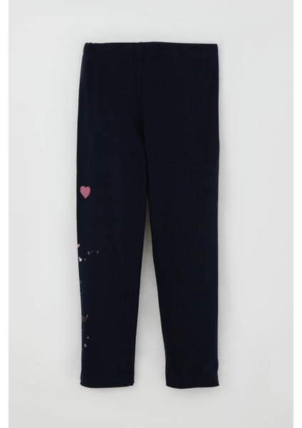 Kız Çocuk Taytlı Takım Sevimli Kız Baskılı Kalpli 2-6 Yaş, Gri Melanj