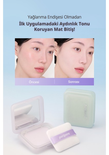 Blur Etkili Ton Eşitleyici Yeşil Kompakt Pudra Perıpera Filter Fit Blur Pact (01 Blur Mint)