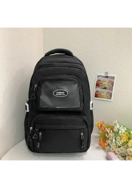 Şeffaf Katman Sırt Çantası Çoklu Cepler Fermuarlı Dış Çanta Büyük Kapasiteli Gidip Ayarlanabilir Kavisli Omuz Kayışı Okuldaş: Mavi-Handbag (Yurt Dışından)