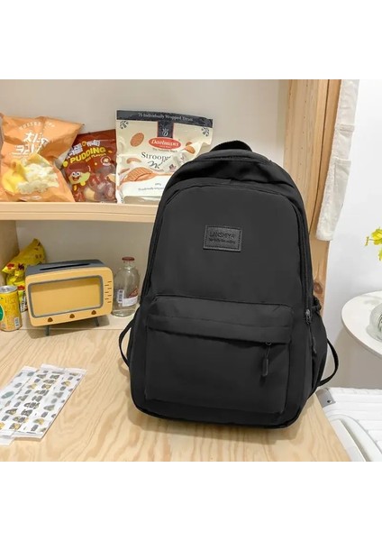 Çanta Su Geçirmez Teenage Bookbag Naylon Rucksack Moda Yüksek Kapasite Sırt Çantası Kadın Omuz Çantası Lise Okul Çantası Blackcolor: Siyah/boyut: Yok (Yurt Dışından)