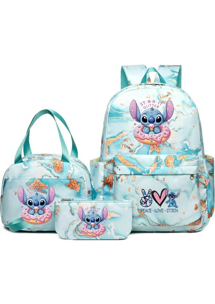 3pcs/set Lilo Dikiş Sırt Çantası Kız Çocuk Öğrencisi Genç Çocuk Rucksack Çocuklar Doğum Günü Hediyesi Kadınlar Rahat Okul Çantası Renk: Fotoğraf Rengi (Yurt Dışından)