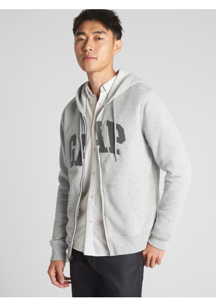 Erkek Gri Gap Logo Kapüşonlu Sweatshirt fırsatları