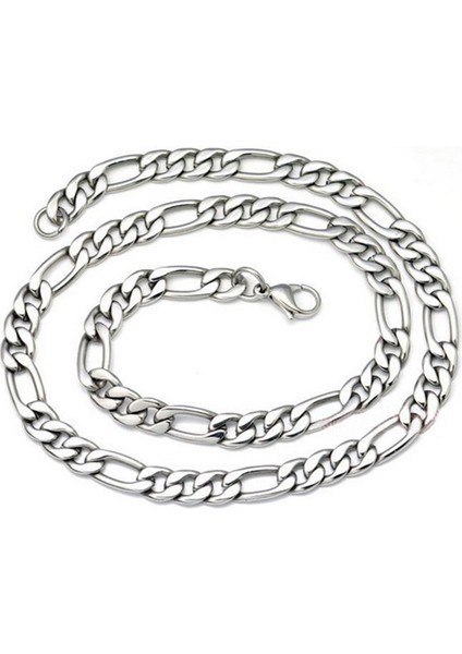 Figaro Erkek Çelik Kolye Bileklik Zincir Set 8mm eck19s