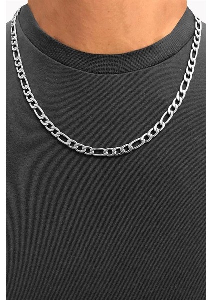 Figaro Erkek Çelik Kolye Bileklik Zincir Set 8mm eck19s