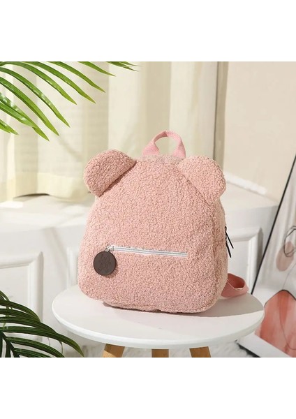 Peluş Sırt Çantası Sevimli Küçük Ayı Kulak Sırt Çantası Büyük Kapasiteli Karikatür Öğrenci Sırt Çantası: Pembe (Yurt Dışından)