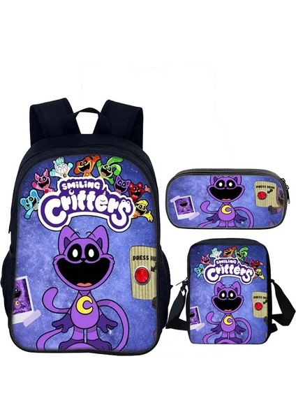 3pcs Set Gülümseyen Yaratık Okul Çantası 40CM/15.7 Inç Sırt Çantası Omuz Çantası Kalem Kutu Bilgisayar Kitap Çantaları Erkekler Için En Iyi Hediye Rengi: 6 (Yurt Dışından)