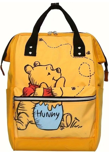 Disney Cartoon Winnie The Pooh Sevimli Moda Sırt Çantası Kadın Naylon Okul Çantası Moda Büyük Kapasite Sırt Çantası Renk: Sarı (Yurt Dışından)