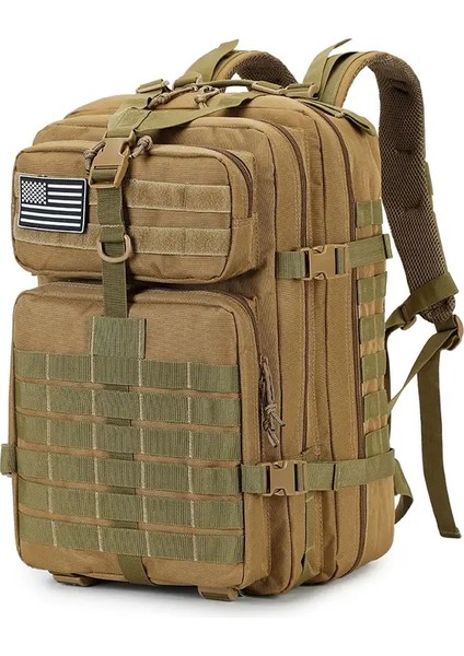 45L Adam Taktik Sırt Çantaları Hkingtraveling Torbalar Hayatta Kalma Açık Hava 3p Saldırı Paketi Edc Molle Pack Trekking Avcılık Çantası Renk: Khaki-2 (Yurt Dışından)