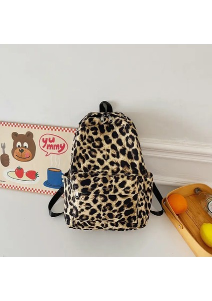 Moda Leopar Baskı Kadınlar Sırt Çantası Gençler Büyük Kapasite Okul Torsası Sırt Çantası Sırt Çantası Seyahat Kadın Omuz Çantası Çağrı Siyahı: Leopar Siyah/boyut: 29X42X12CM (Yurt Dışından)