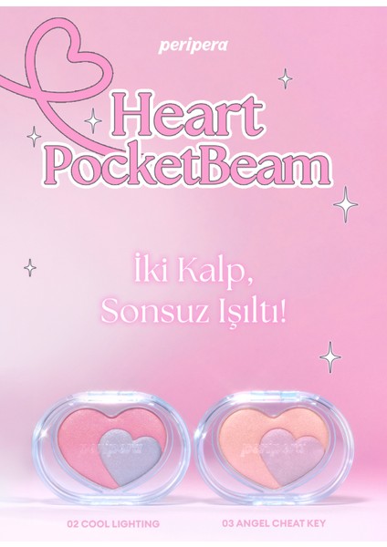 Iki Renkli, Kalp Tasarımlı, Yoğun Işıltılı Highlighter Perıpera Heart Pocketbeam (03 Angel Cheat Key