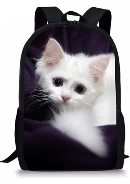 Trendy Popüler Kedi Defter Sırt Çantaları Öğrenci Okul Çantaları 3D Baskı Oxford Su Geçirmez Erkekler/kız Dizüstü Dizüstü Bilgisayar Renk: Siyah (Yurt Dışından)