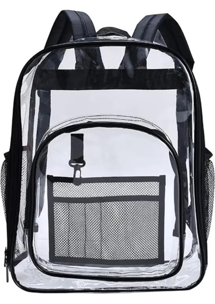 Sırt Çantası Su Geçirmez Şeffaf Okul Çantası Kız Büyük Kapasite Sırt Çantası Kesintisiz Sırt Çantası Erkek Moda Şeffaf Plastik Bagcolor: Siyah/boyut: 36CMX28CMX12CM (Yurt Dışından)