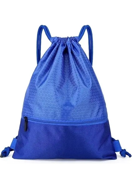 Açık Spor Drawstring Cep Basit Sırt Çantası Erkek ve Kadın Fitness Sırt Çantası Hafif Basketbol Çantası Oxford Fermuar Çantası Renk: Mavi (Yurt Dışından)