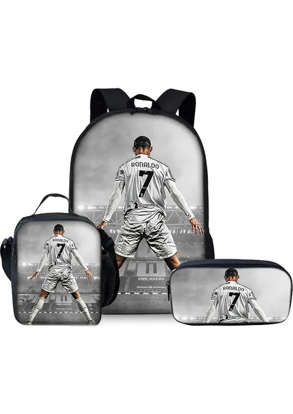 Futbolcu Ronaldo Üç Parçalı Erkek ve Kızlar Için Sırt Çantaları En Iyi Hediyeler 3D Karikatür Okulu Childrencolor Için Sırt Çantası: Dark Gri (Yurt Dışından)