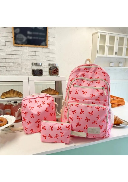 Kore Moda Yay Baskı Kadınlar Moda Sırt Çantası Hafif Basit Öğrenci Schoolbag Kadın Çanta Seti Üç Peececolor: Meihong (Yurt Dışından)