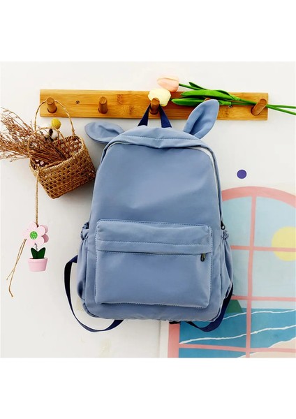 Işlemeli Adı Tavşan Kulak Sırt Çantası Kişiselleştirilmiş Sevimli Kız Omuz Çantası Naylon Büyük Kapasite Okul Bagajı Seyahat Çantaı Renk: Mavi/boyut: Kişiselleştirilmiş Ad (Yurt Dışından)