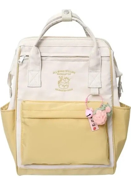 Büyük Kapasiteli Ortaokul Öğrenci Öğrenci Schoolbag Renk Eşleşmesi Basit Su Geçirmez Sırt Çantası Eğlence Seyahat Depolama Çantası Рюкзак Renk: Sarı/boyut: Kolye Olmadan (Yurt Dışından)