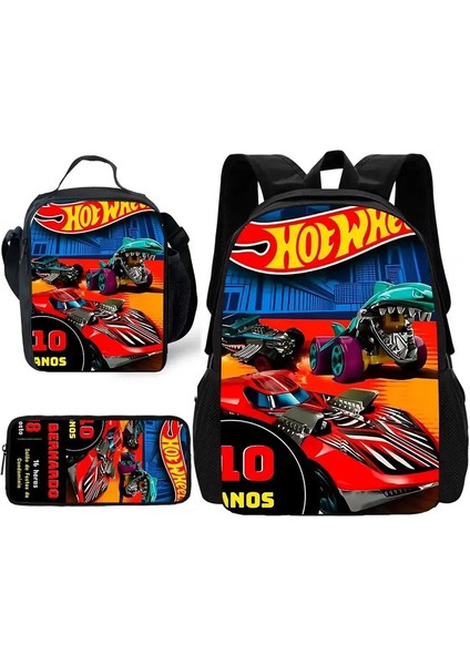 3 Adet Sıcak Tekerlekler Setleri Karşaplı Okul Sırt Çantası Öğle Yemeği Çantaları, Kalem Çantaları, Erkek Kızlar Için Okul Çantaları En Iyi Hediye Rengi: XHOO1-TZ-007-A4 (Yurt Dışından)