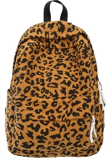 Kadife Leopar Sırt Çantası Moda Öğrencileri Kitap Çantası Büyük Kapasite Şık Omuz Sırt Çantası Çok Cepleri Açık Seyahat Çantası Renk: Kahverengi (Yurt Dışından)
