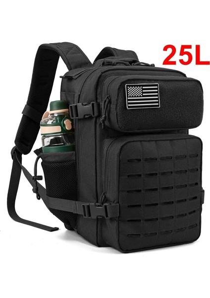 25L Taktik Sırt Çantası Açık Çanta Fitness Sırt Çantası Molle Sırt Çantası Kadın/erkek Yürüyüş Hayatta Kalma Sırt Çantası Erkekler Çift Fincan Holdercolor: Siyah (Yurt Dışından)