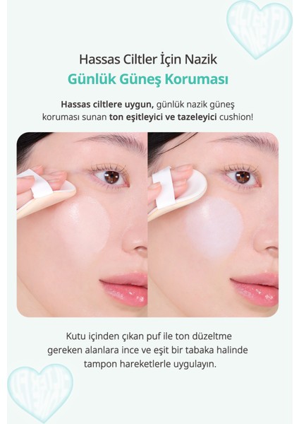 Ton Eşitleyen, Blur Etkili, Güneş Koruyucu Yeşil Baz Perıpera Filter Fit Milk Tone Up Cushion