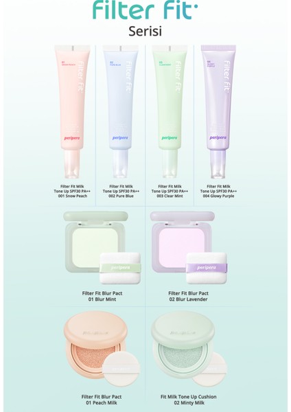 Ton Eşitleyen, Blur Etkili, Güneş Koruyucu Yeşil Baz Perıpera Filter Fit Milk Tone Up Cushion