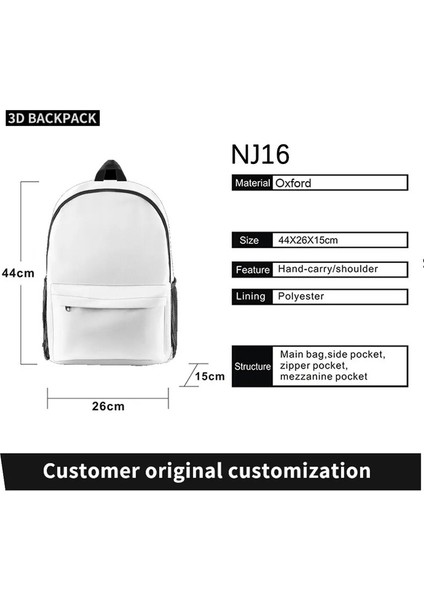 Yeni Kişisel Özelleştir Baskı Logosu ile Sırt Çantası Oxford Bezi Özellikler Alışveriş Çantaları Dıy Çantalar Renk: NJ16/BOYUT: F (Yurt Dışından)