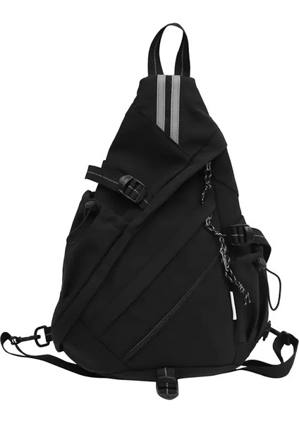 Üçgen Sırt Çantası Renk Bloğu Ayarlanabilir Kavisli Omuz Kayışı Benzersiz Tasarım Çoklu Cep Taşınabilir Işaretli Zipper Fashioncolor: Siyah-S-Sapen (Yurt Dışından)