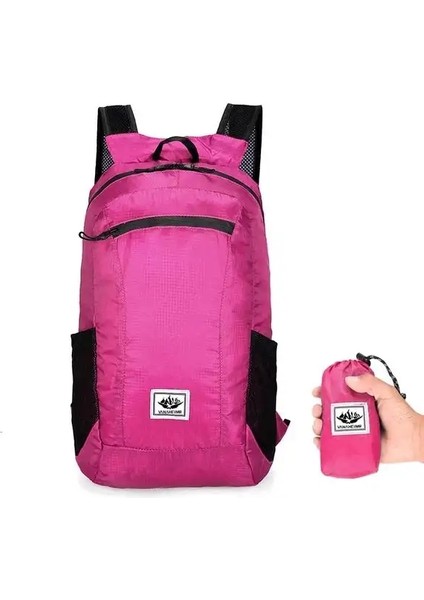20L Taşınabilir Katlanabilir Sırt Çantası Katlanır Dağcılık Torbası Ultralight Açık Dış Mekan Bisiklet Seyahat Seyahat Kılavuzu Tırnak Çekme Renk: Pembe (Yurt Dışından)