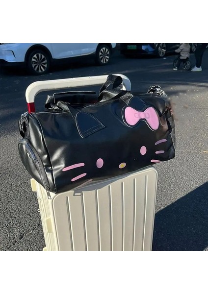Sanrio Hello Kitty Büyük Kapasiteli Tote Pu Su Geçirmez Işletme Fitness Çantası Yan Çanta Tasarımı Ayakkabıları Tutabilir, Seyahat Bagaj Bagcolor: B 40X27X15 (Yurt Dışından)